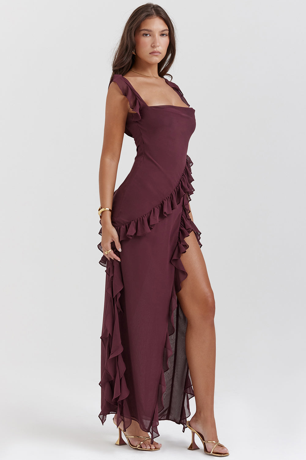 Billie - Stylish Ruffle Midi Dress Olivia The Label