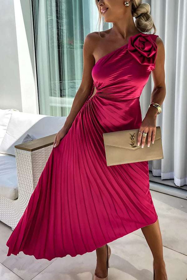 Sophia - Romantic Flower Midi Dress Olivia The Label Red XS