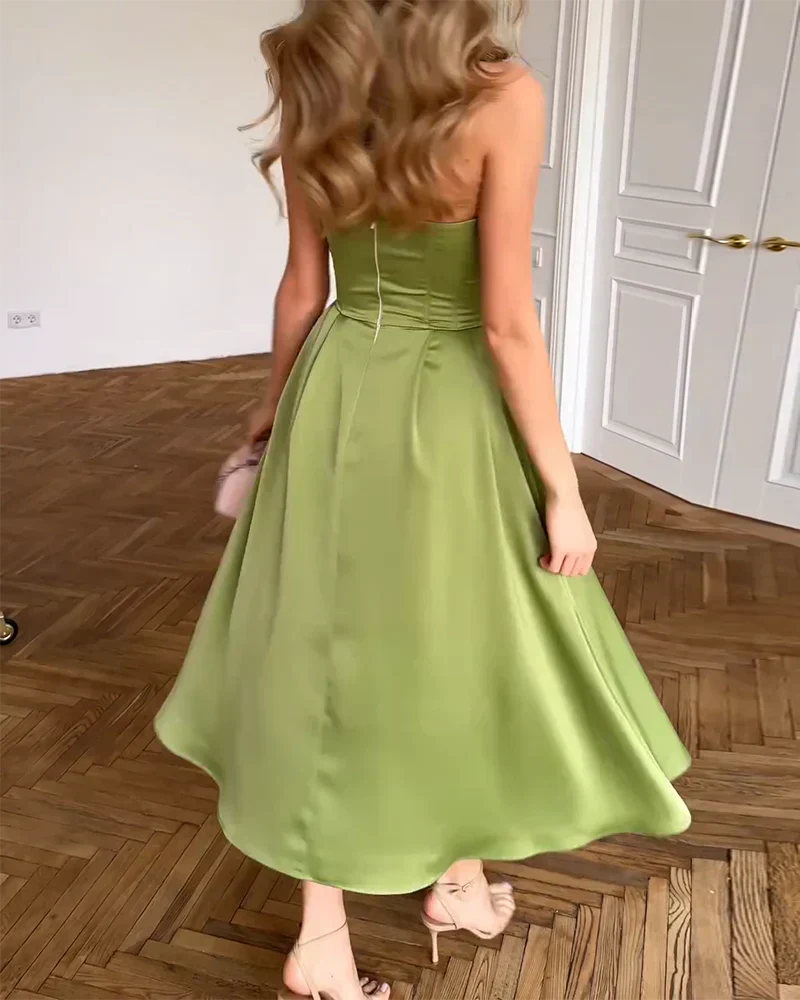Sabrina - Strapless Elegant Midi Dress Olivia The Label