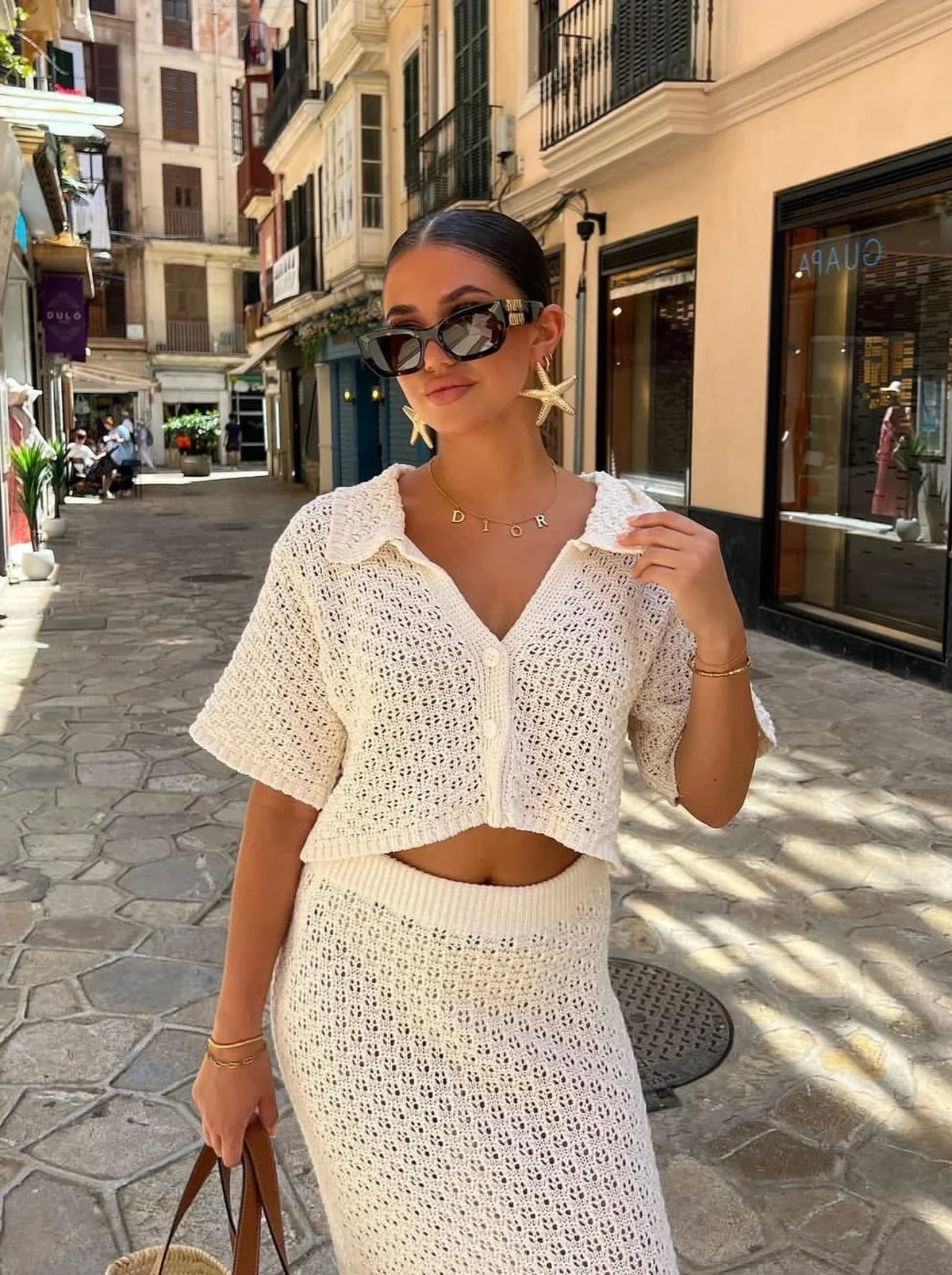 Darcie - Crochet Stylish Set Olivia The Label Beige XS