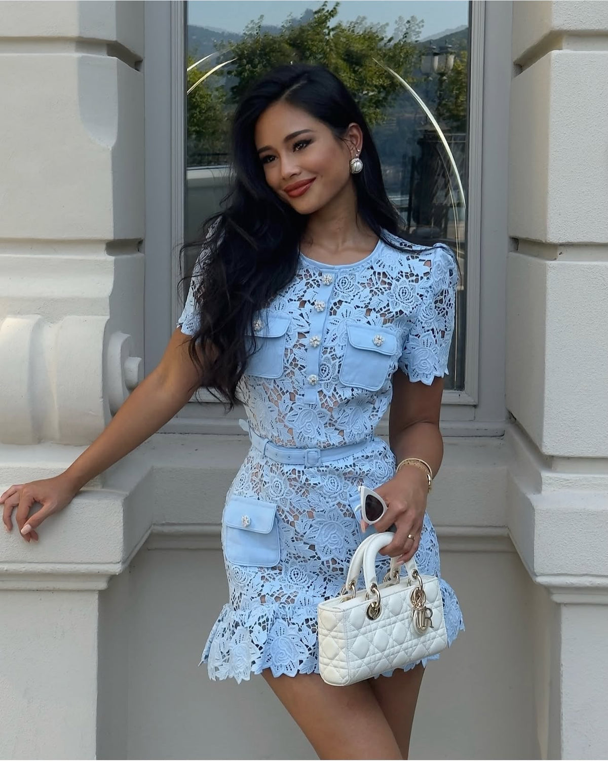 Brianna - Lace Mini Dress Olivia The Label Blue XS