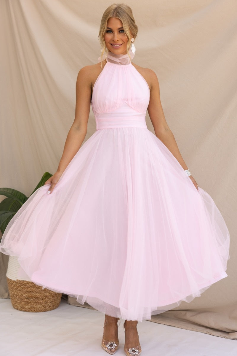Sadie - Fancy Tulle Midi Dress Olivia The Label Pink XS