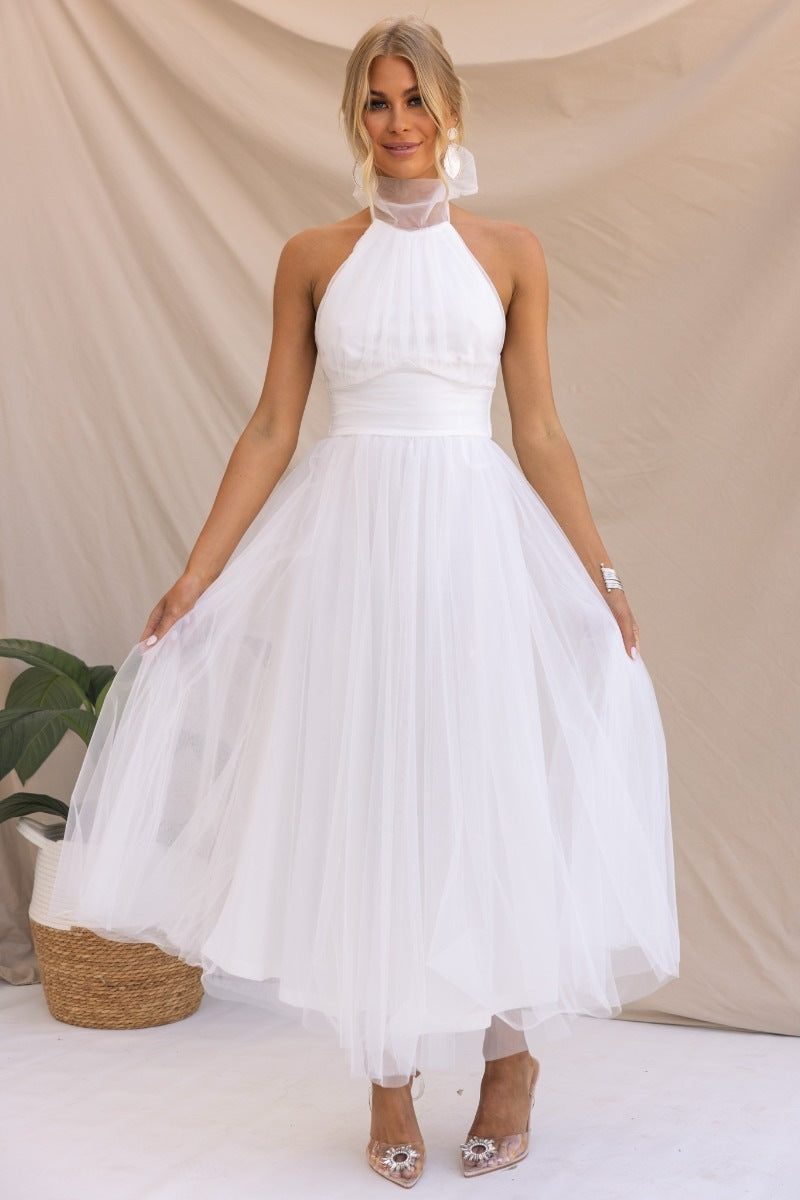 Sadie - Fancy Tulle Midi Dress Olivia The Label White XS