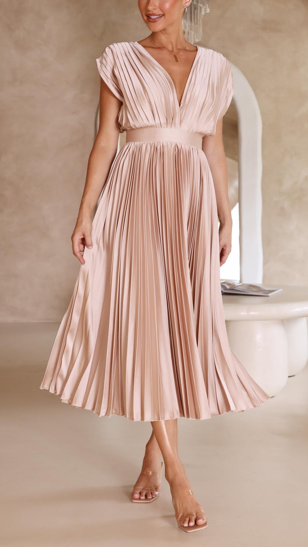 Seren - Deep V-Neck Maxi Dress Olivia The Label