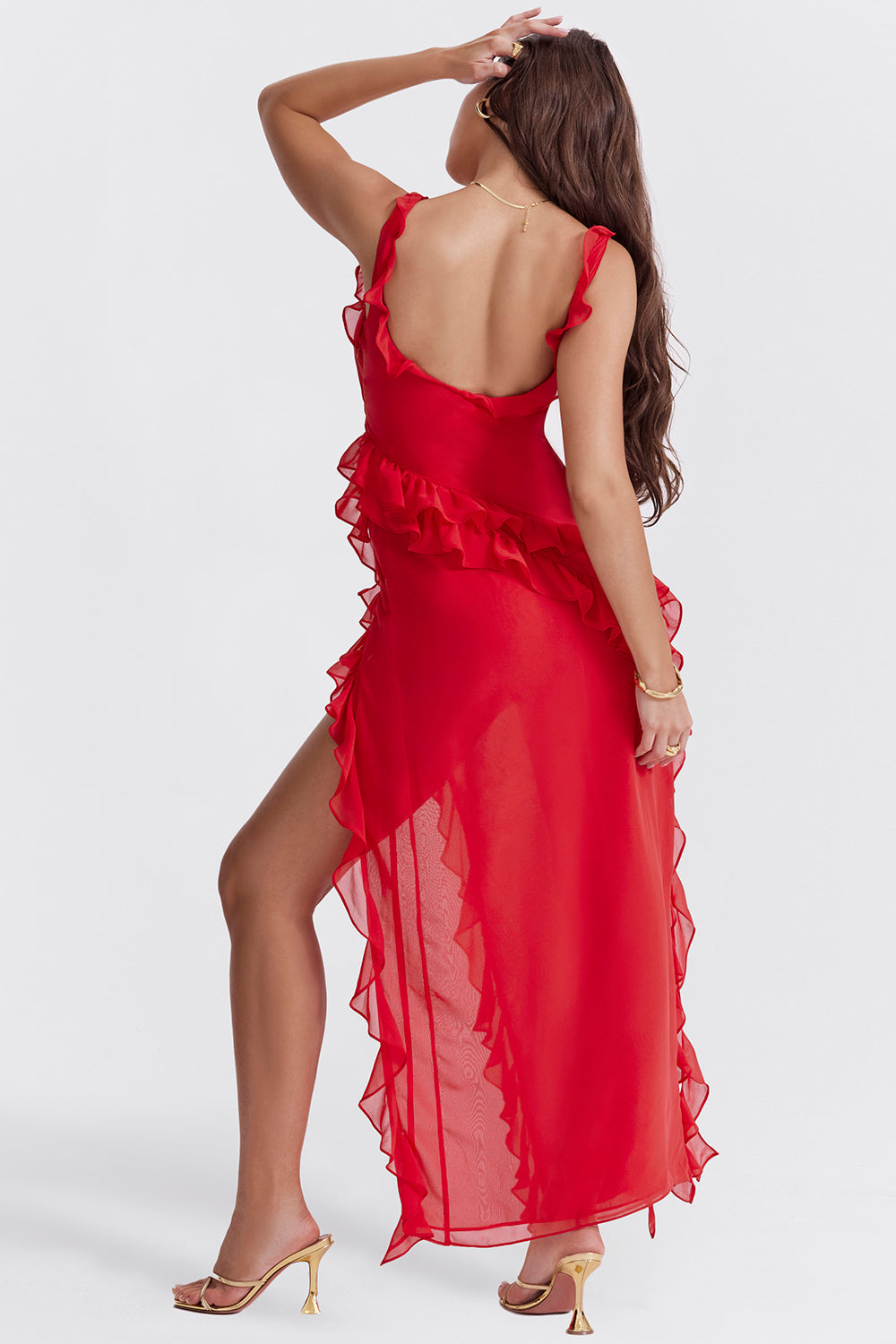 Billie - Stylish Ruffle Midi Dress Olivia The Label