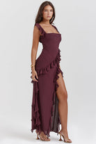 Billie - Stylish Ruffle Midi Dress Olivia The Label