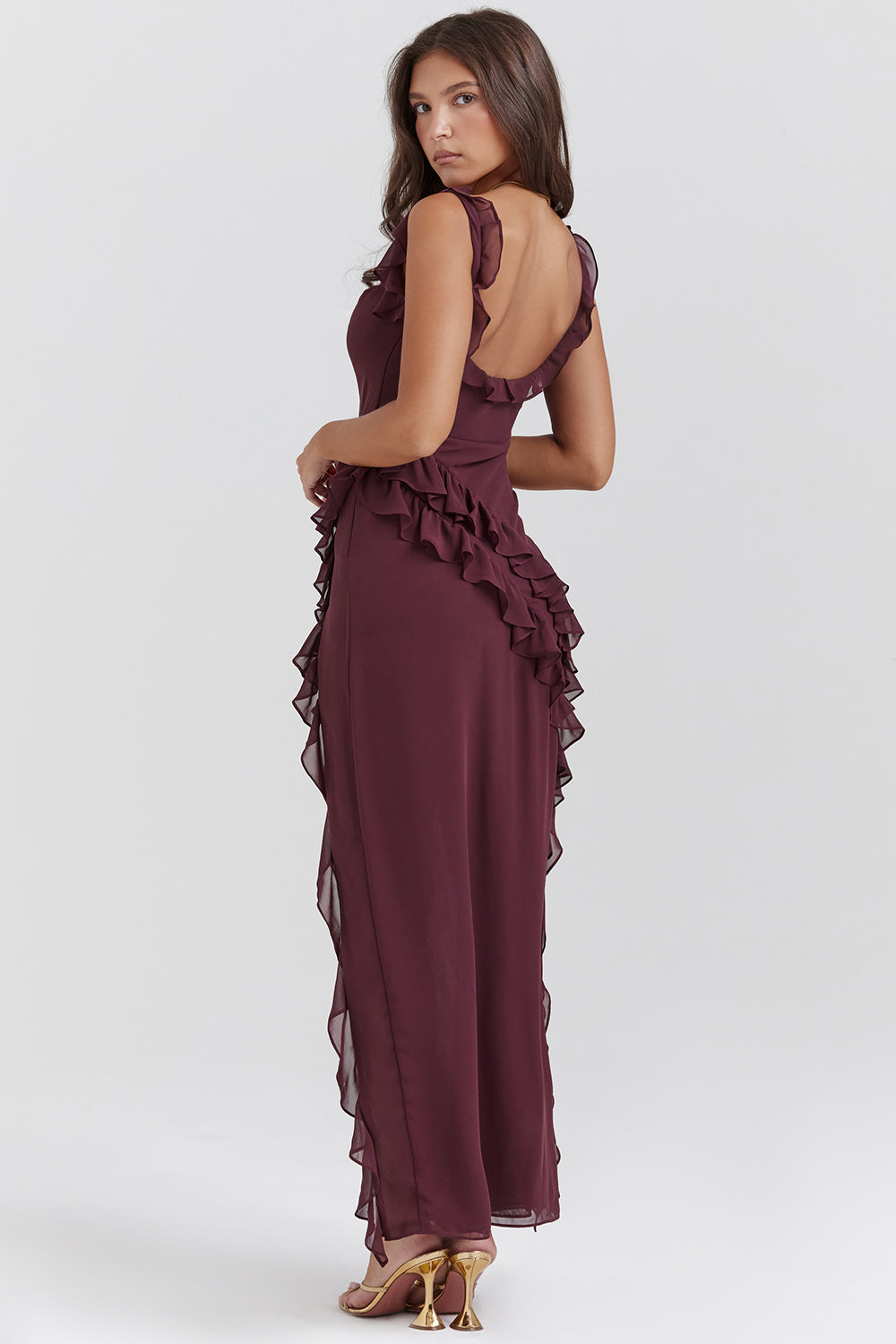 Billie - Stylish Ruffle Midi Dress Olivia The Label