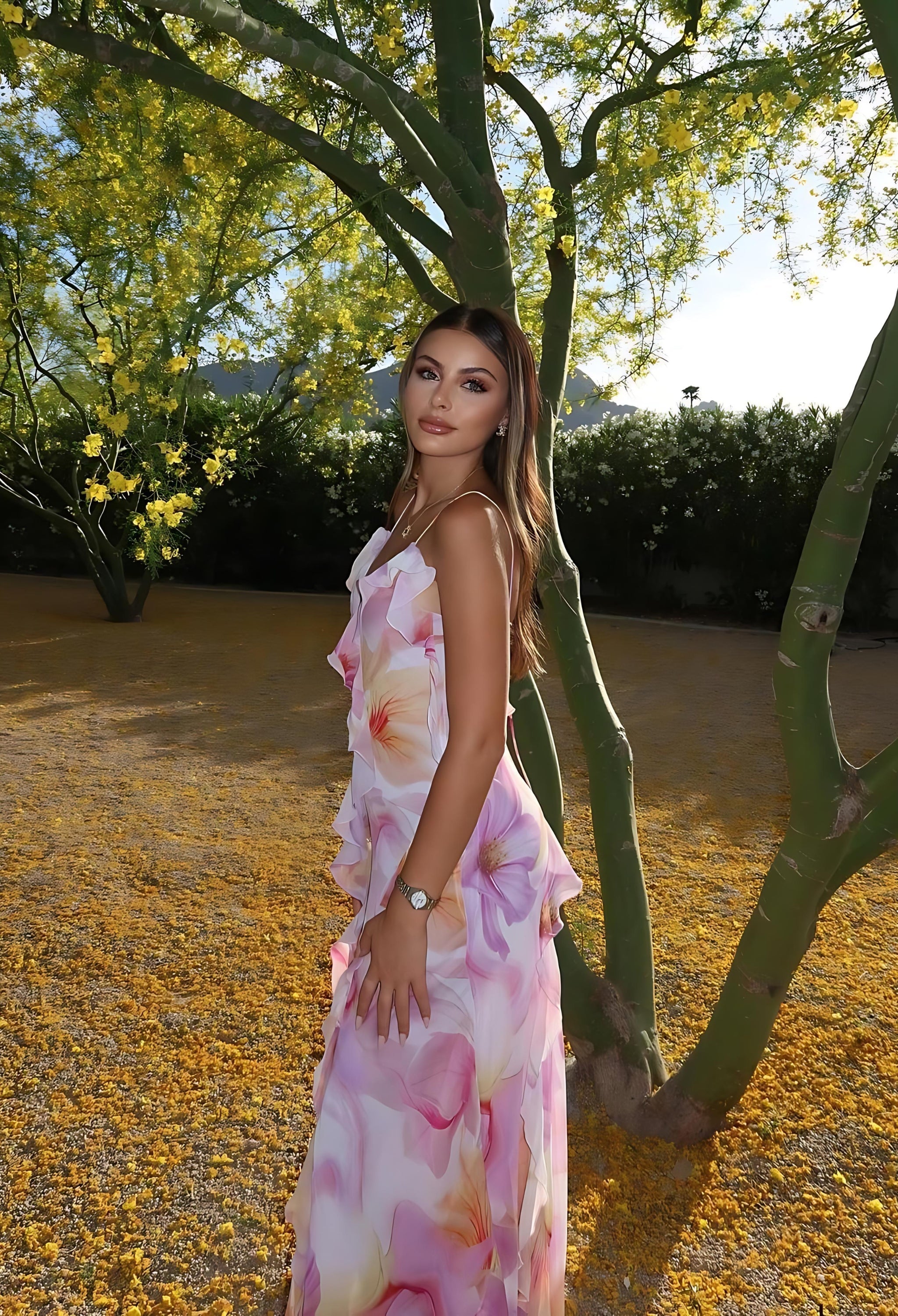 Maisie - Floral Ruffle Maxi Dress Olivia The Label