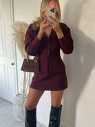 Thea - Ribbed Knitted Set Olivia The Label Wine Red XS