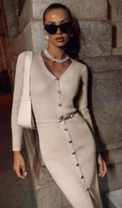 Darcy - Knitted V-Neck Midi Dress Olivia The Label