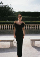 Anastasia - Luxurious Feather Maxi Dress Olivia The Label