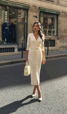 Darcy - Knitted V-Neck Midi Dress Olivia The Label