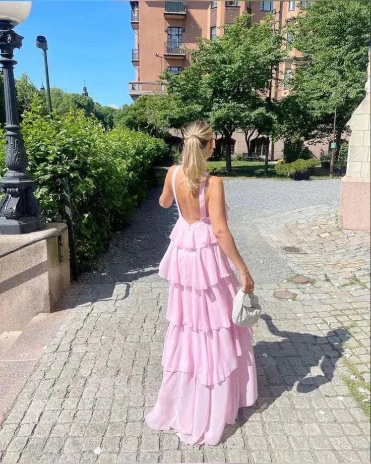 Amira - Ruffle Backless Maxi Dress Olivia The Label