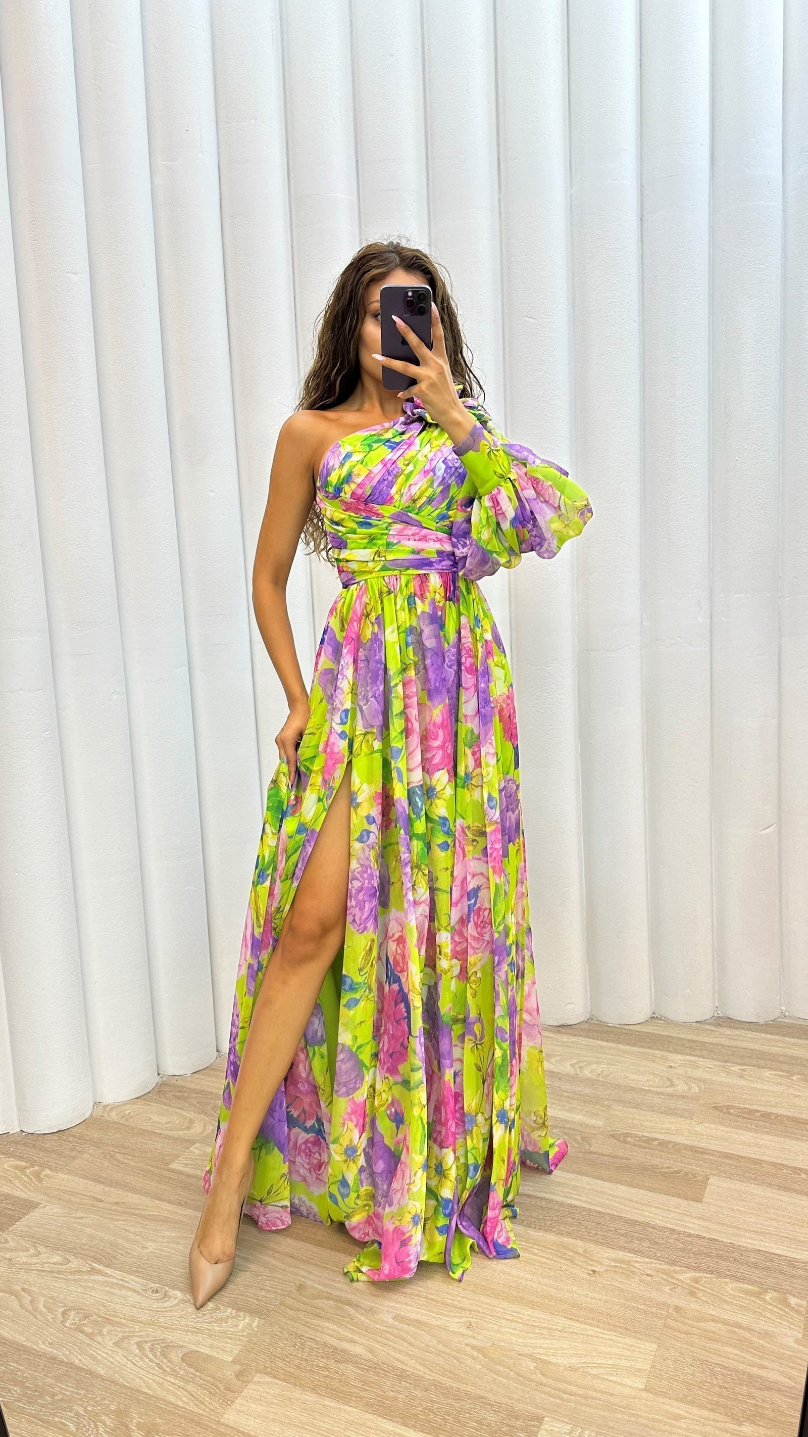 Abby - Stunning Flowing Gown Olivia The Label Yellow XS