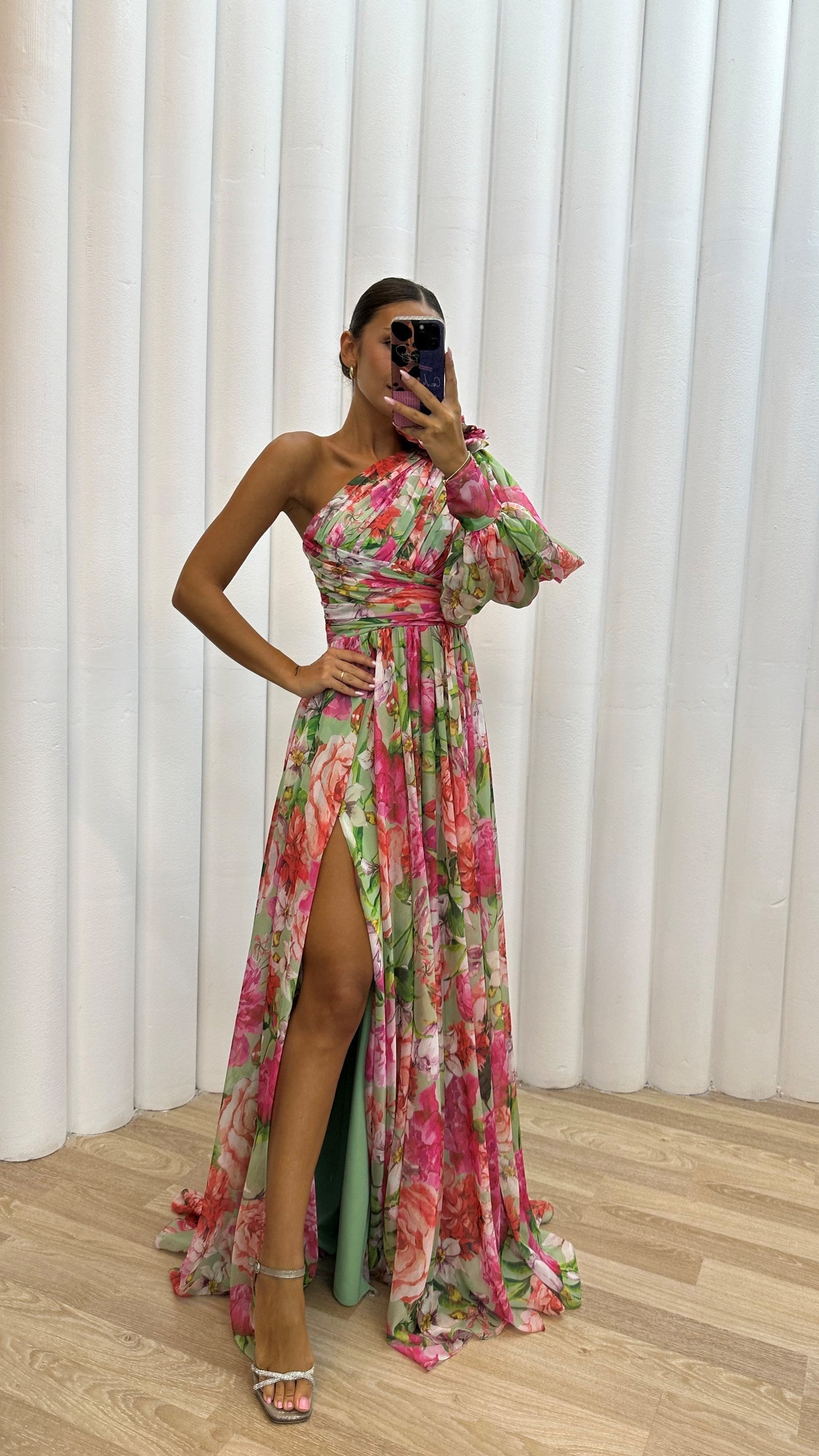 Abby - Stunning Flowing Gown Olivia The Label Pink XS