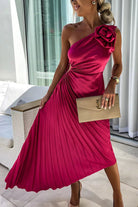 Sophia - Romantic Flower Midi Dress Olivia The Label Red XS