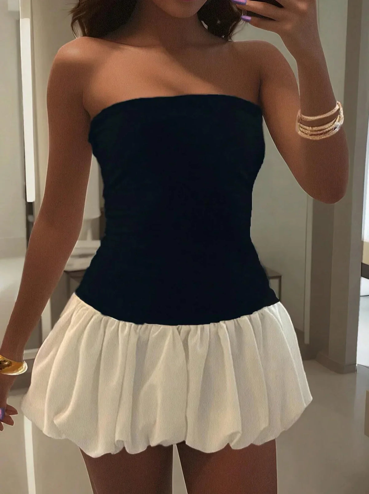 Eloise - Bubble Hem Mini Dress Olivia The Label