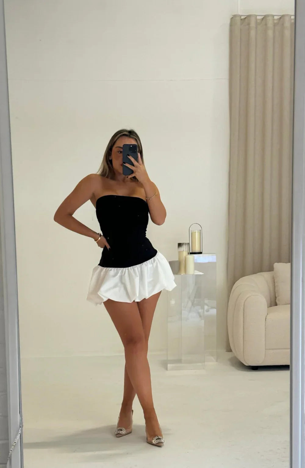 Eloise - Bubble Hem Mini Dress Olivia The Label