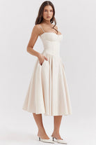 Laura - Waist Shaper Midi Sundress Olivia The Label Beige XS