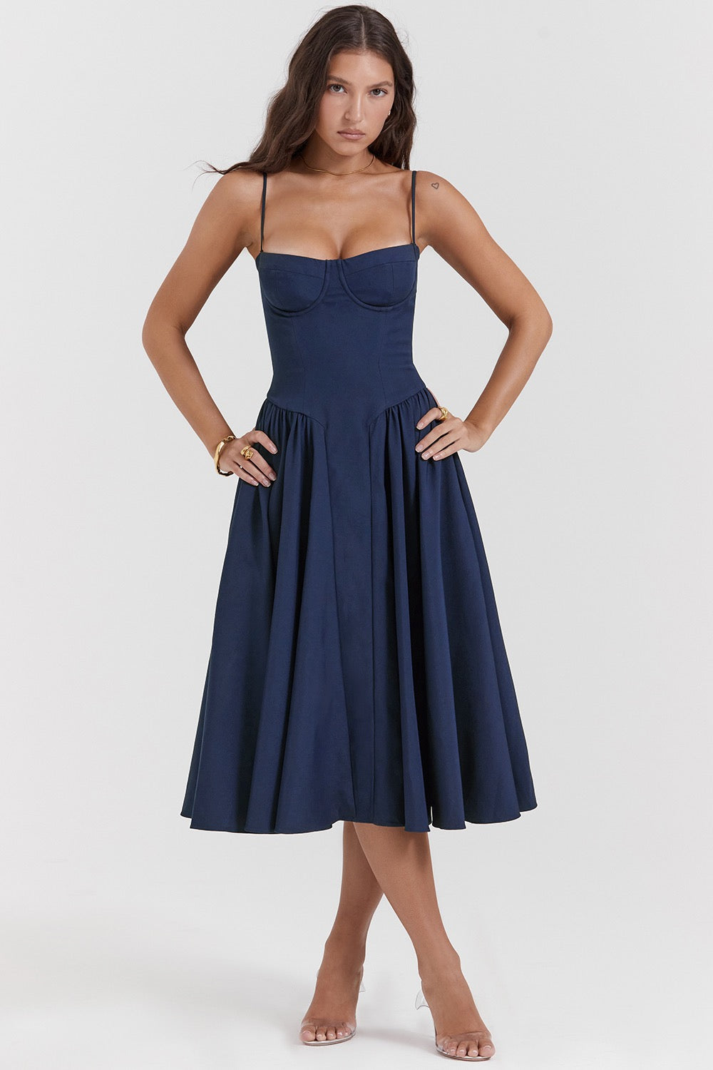 Laura - Waist Shaper Midi Sundress Olivia The Label Navy blue XS