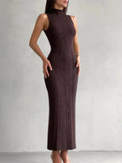 Anne Rib Midi Dress Dresses Olivia The Label Coffee XS