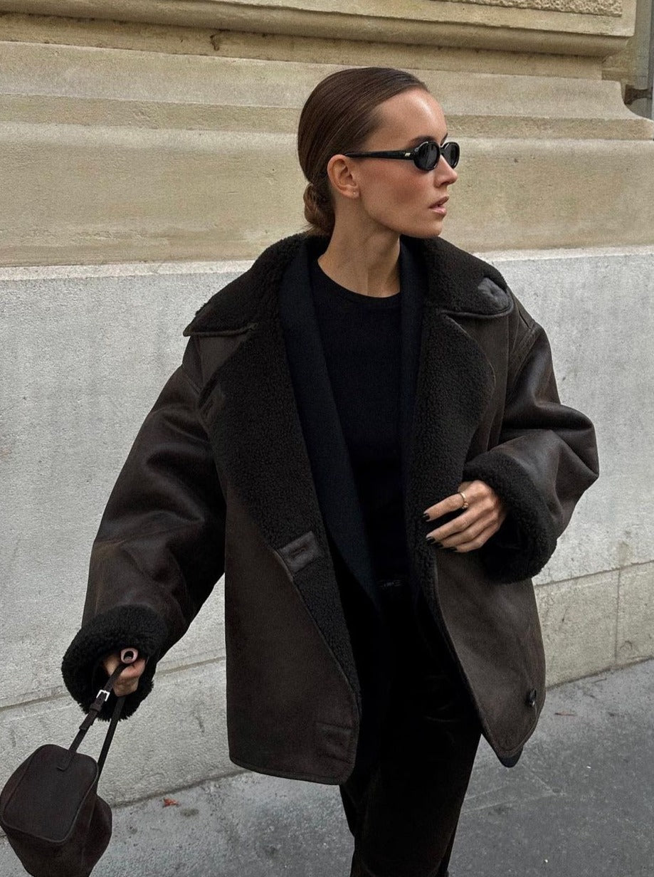 Eden Faux Leather Jacket Olivia The Label Espresso XS