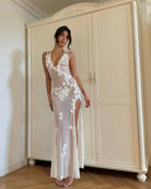 Aylee - Sleeveless Waisted Lace Maxi Dress Olivia The Label White XS