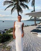 Mika - Round Neck Knitted Maxi Dress Olivia The Label White XS