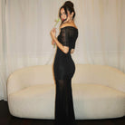 Maisie - Maternity Off-Shoulder Pleated Mesh Maxi Dress Olivia The Label