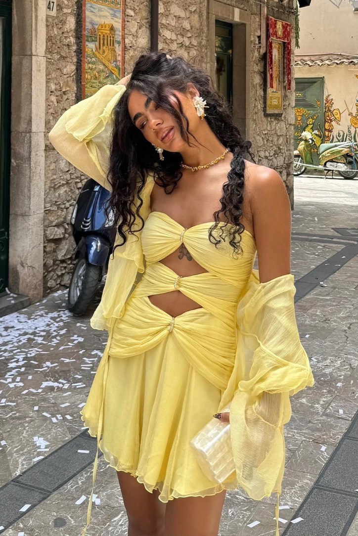 Edena - Golden Rings Mini Dress Olivia The Label Yellow XS