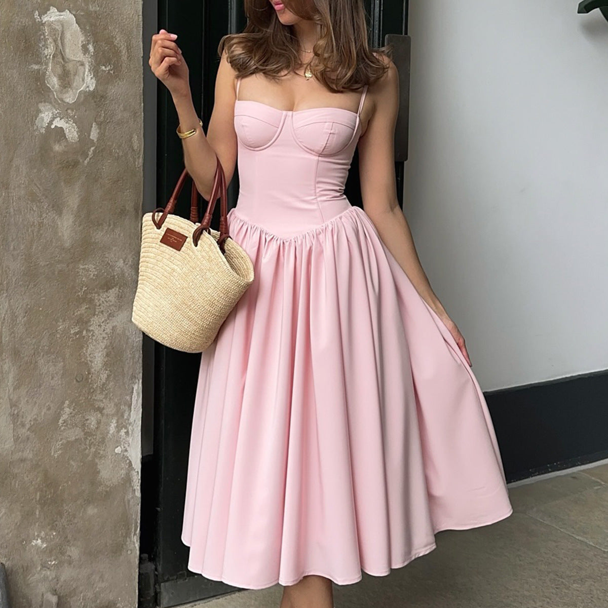 Ciara - Bustier Midi Dress Olivia The Label Pink XS