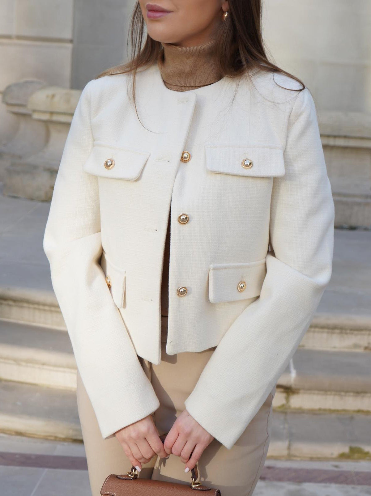 Megan - Vintage Cropped Jacket Olivia The Label White XS