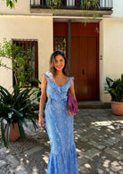 Lennox - Ruffled Maxi Dress Olivia The Label Embroidered Print XS