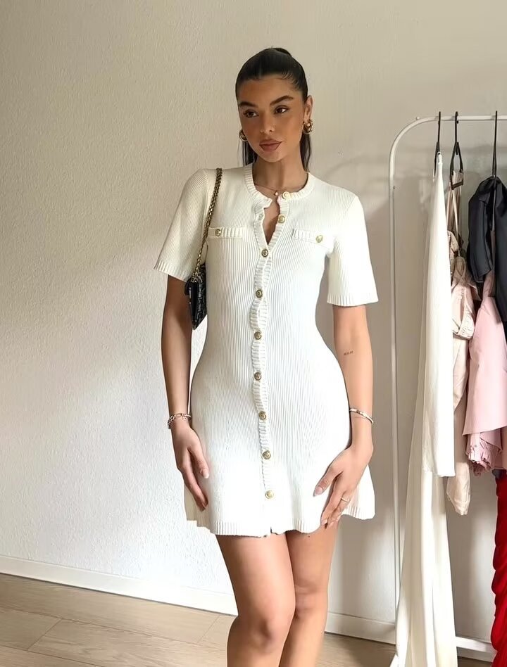 Zinnia - Knitted Mini Dress Olivia The Label White XS
