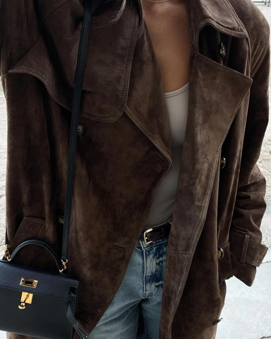 Zali - Suede Trench Coat Olivia The Label