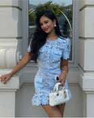 Brianna - Lace Mini Dress Olivia The Label Blue XS