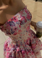 Amelie - Strapless Floral Mini Dress Olivia The Label