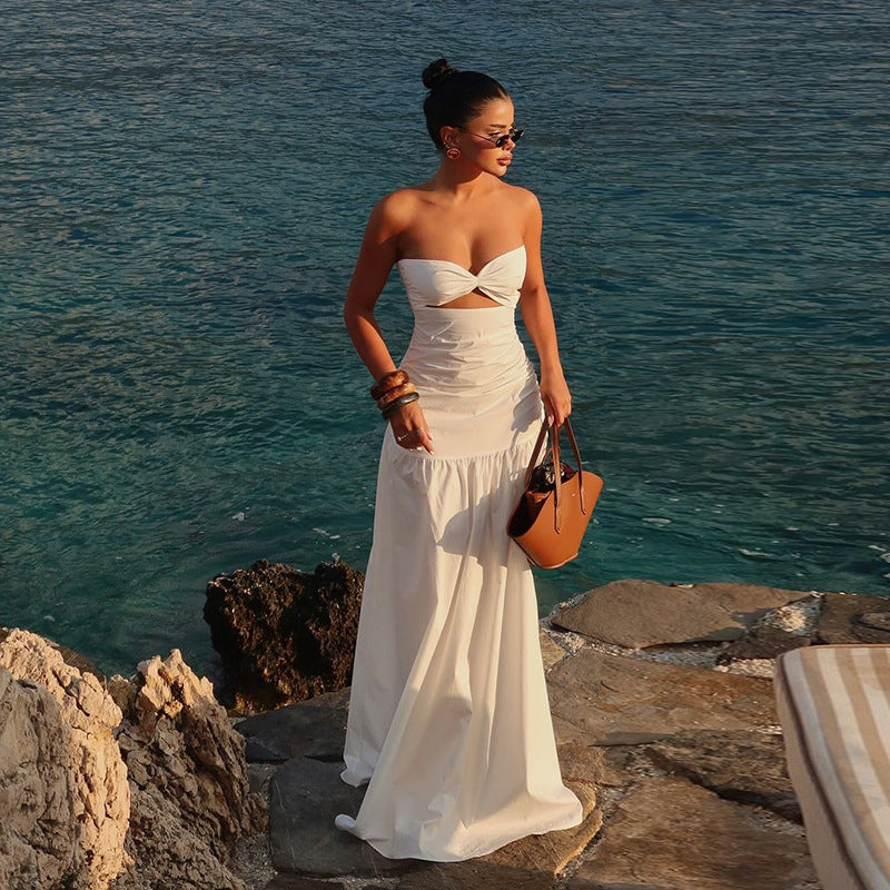 Clarissa - Breasted Hollowed Maxi Dress Olivia The Label White XS