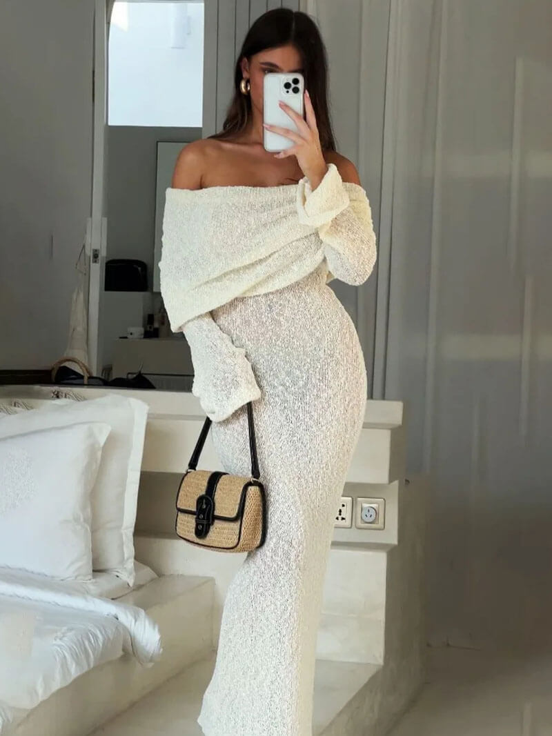 Nayara - Elegant Off Shoulder Maxi Dress Olivia The Label