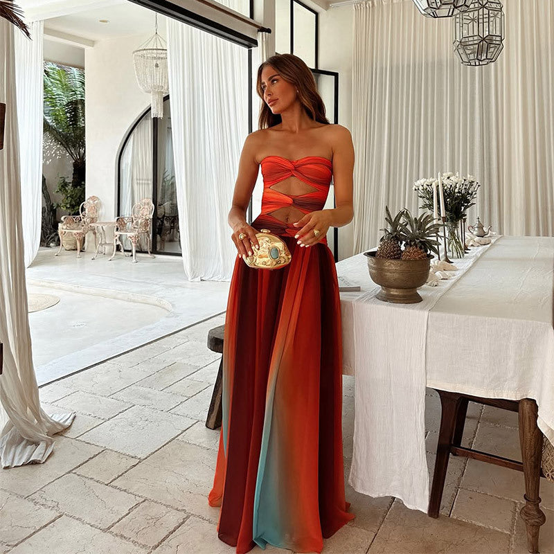 Aurora - Strapless Maxi Dress Olivia The Label Multicolour XS