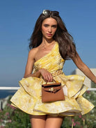 Daphne - Floral One Shoulder Mini Dress Olivia The Label