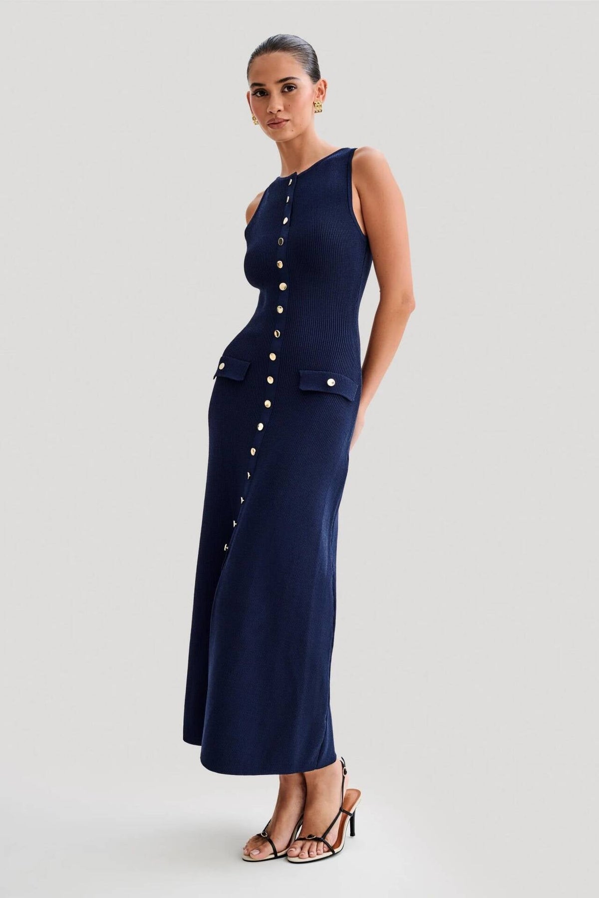 Fiona - Knit Sleeveless Maxi Dress Olivia The Label Blue XS