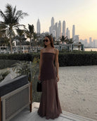 Matilda - Asymmetrical Maxi Dress Olivia The Label Brown XS