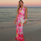Jarrah - Backless Halter Maxi Dress Olivia The Label Pink XS