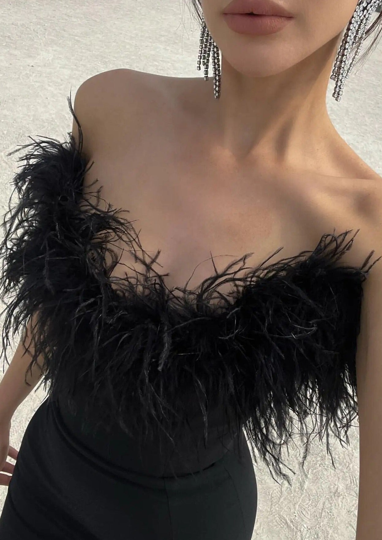 Anastasia - Luxurious Feather Maxi Dress Olivia The Label