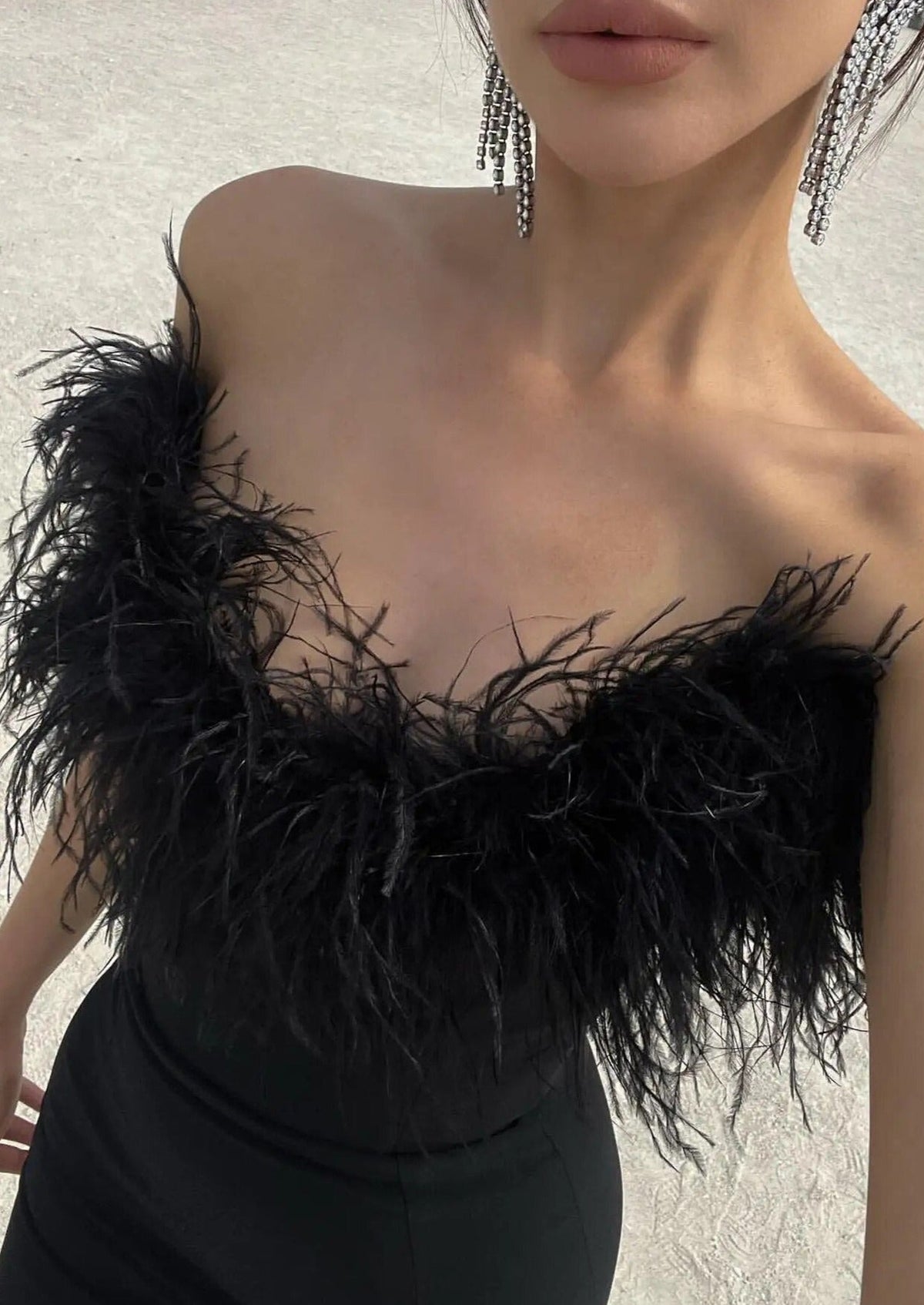 Anastasia - Luxurious Feather Maxi Dress Olivia The Label