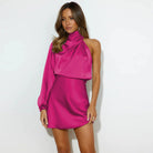 Callie - Satin One Shoulder Mini Dress Olivia The Label Pink XS