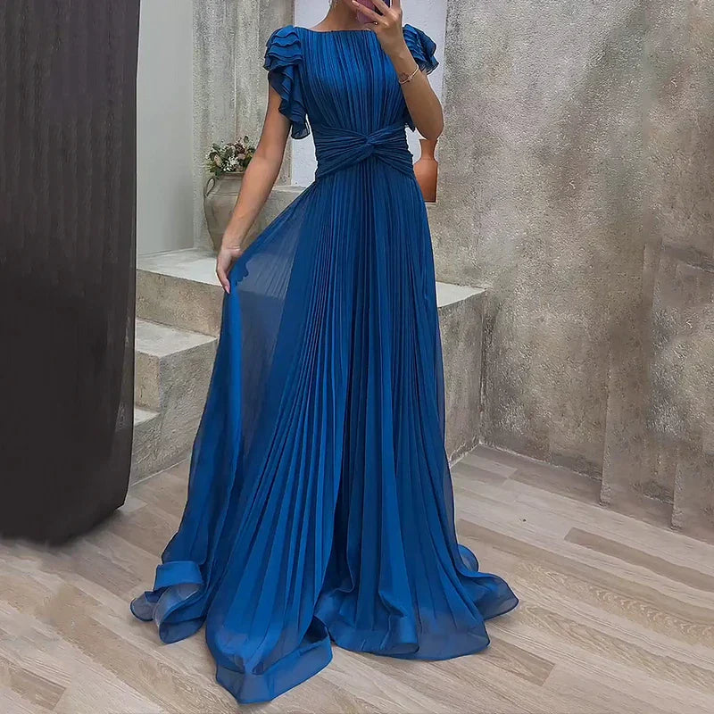 Maribella - Pleated Evening Gown Olivia The Label Blue XS