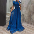 Maribella - Pleated Evening Gown Olivia The Label Blue XS