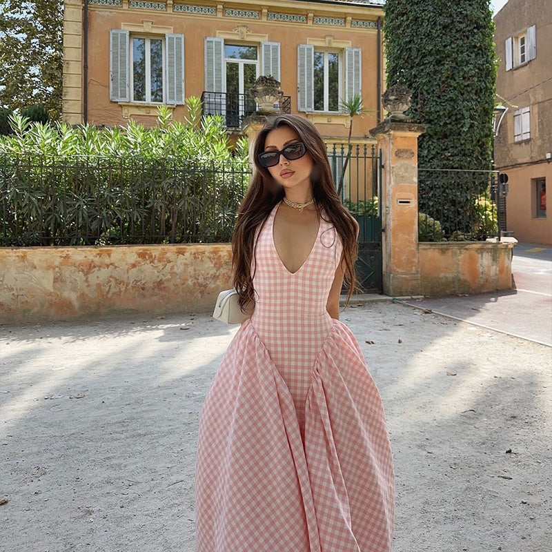 Celeste - Plaid Print Midi Dress Olivia The Label